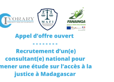 Appel d’offre ouvert – Recrutement d’un(e) consultant(e) national pour mener une étude sur l’accès à la justice à Madagascar