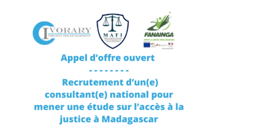 Appel d’offre ouvert – Recrutement d’un(e) consultant(e) national pour mener une étude sur l’accès à la justice à Madagascar